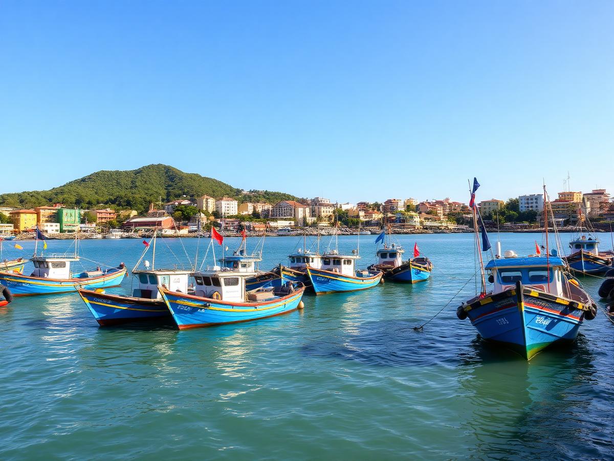 Barcos pesqueros artesanales anclados en el puerto de Manta